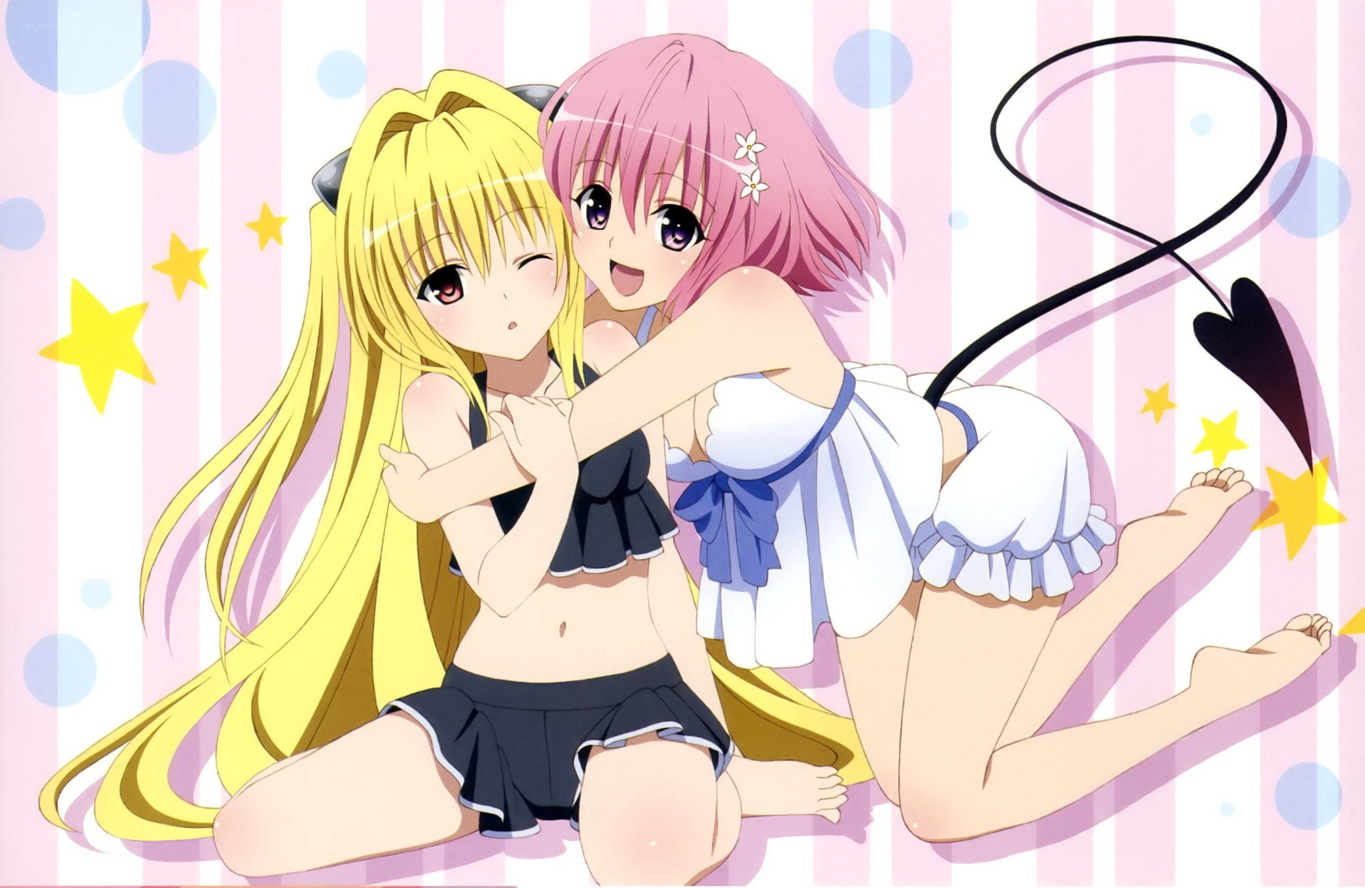 Two anime girls hugging
