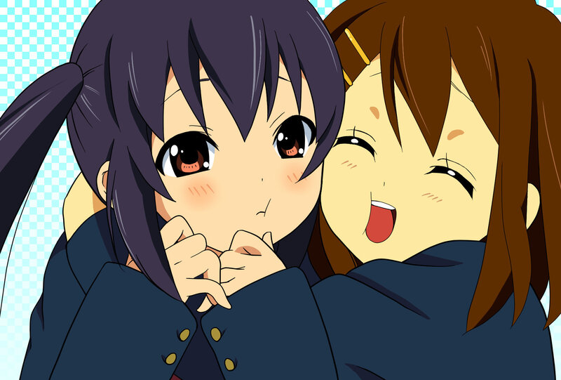 Two anime girls hugging