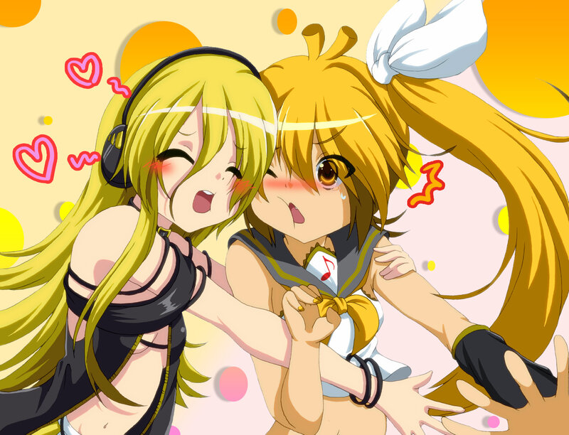 Two anime girls hugging