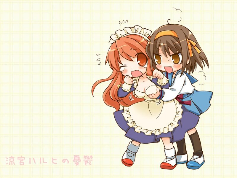 Two anime girls hugging