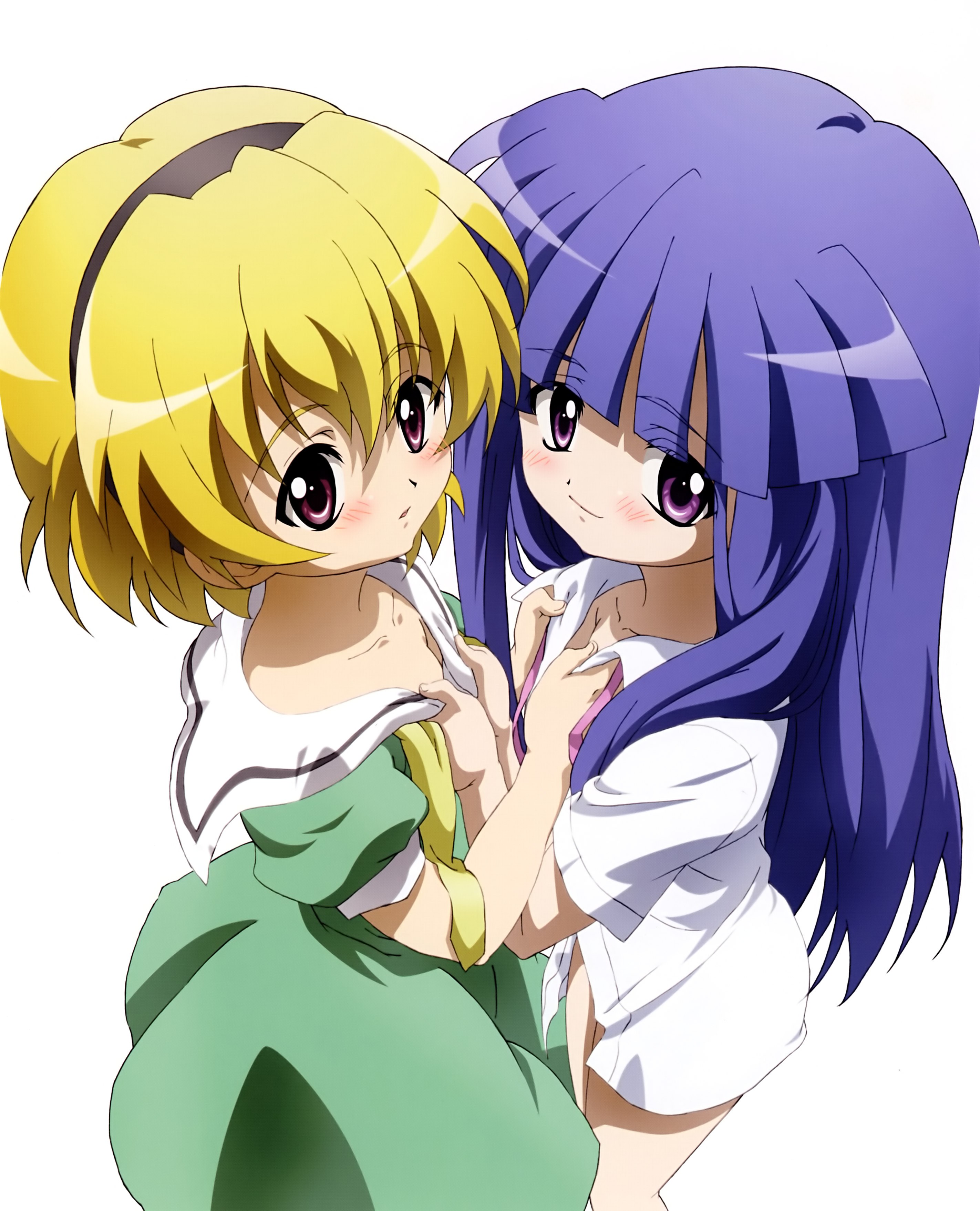 Two anime girls hugging
