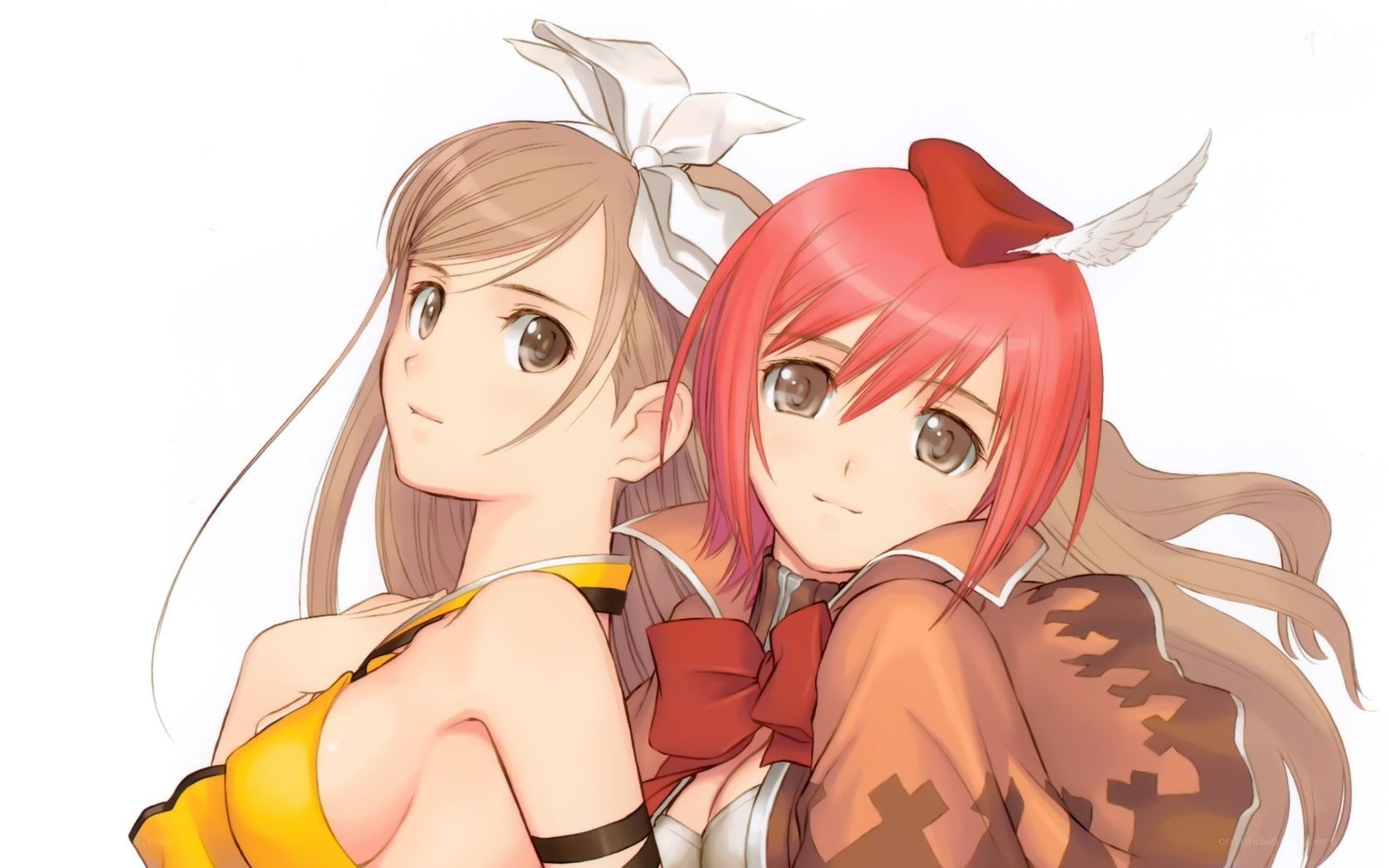 two anime girls hugging