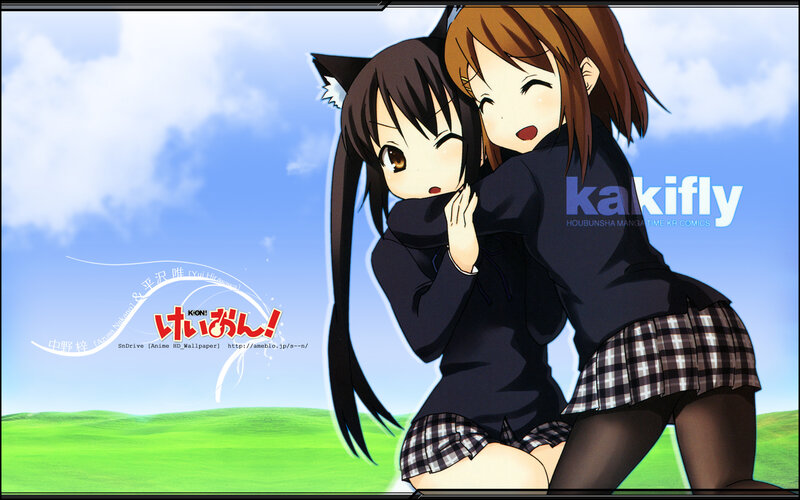Two anime girls hugging