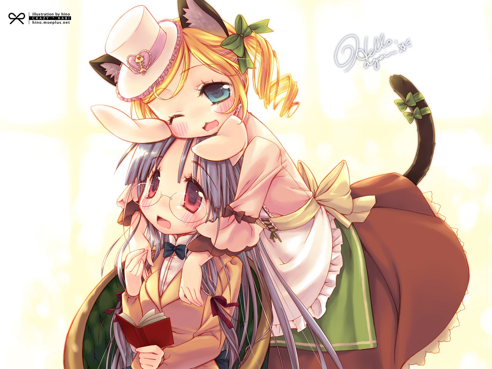 Two anime girls hugging