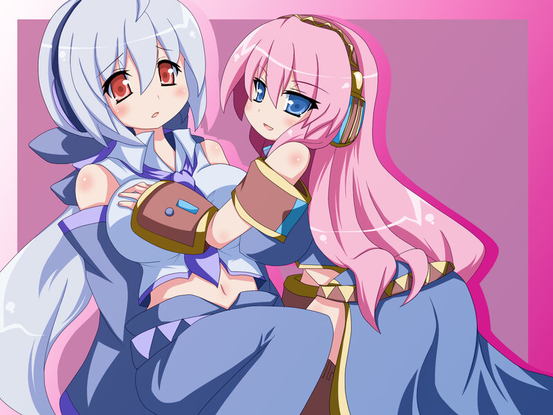 two anime girls hugging