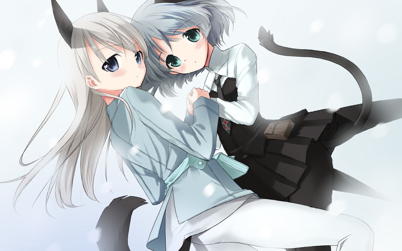 two anime girls hugging