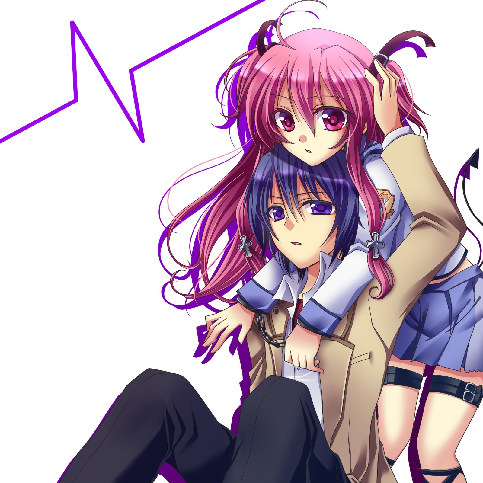 two anime girls hugging