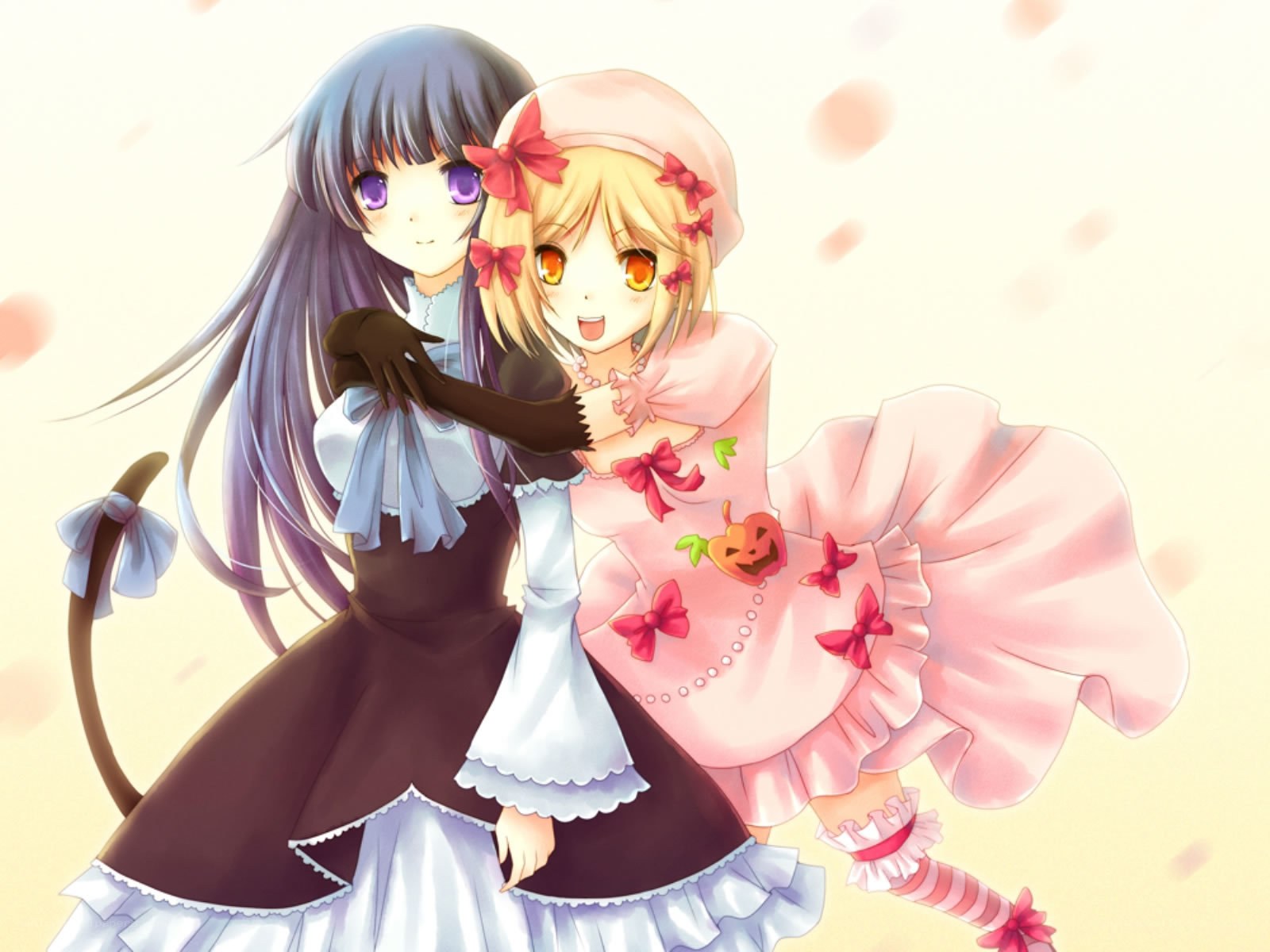 Two anime girls hugging
