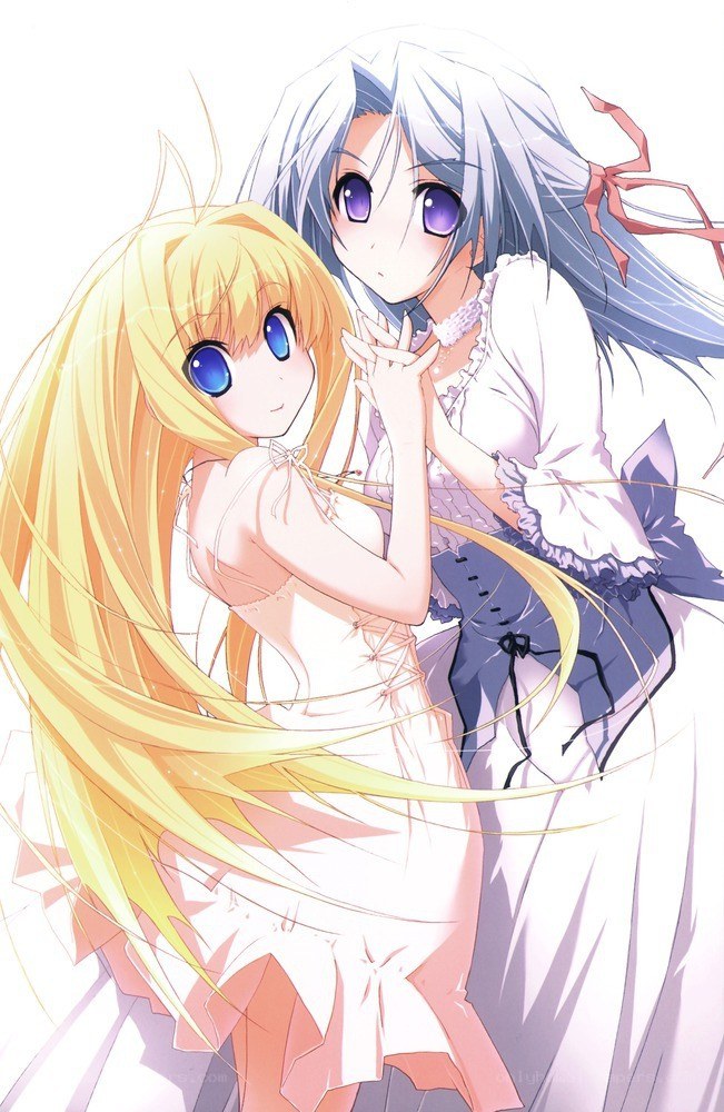 Two anime girls hugging