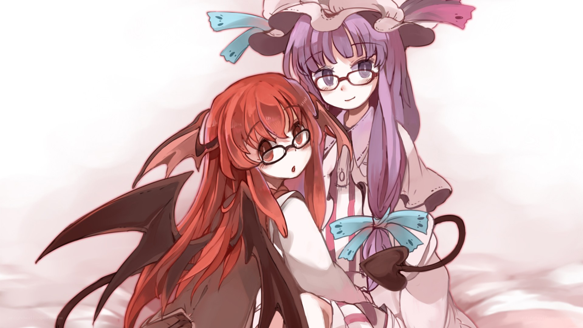 Two anime girls hugging