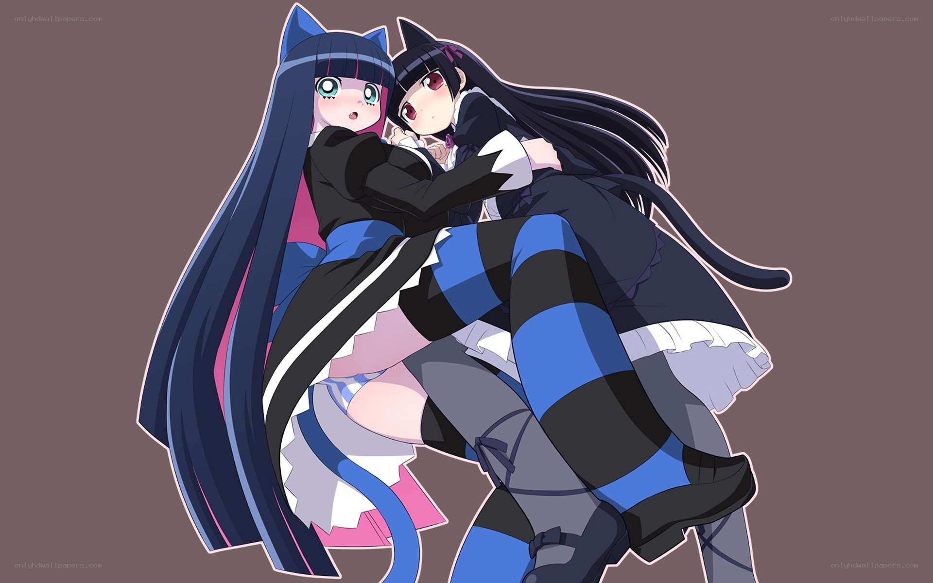 two anime girls hugging