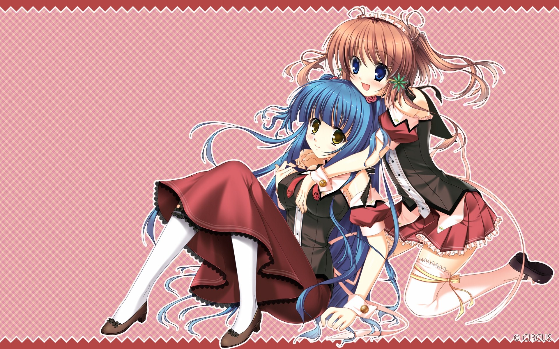 Two anime girls hugging