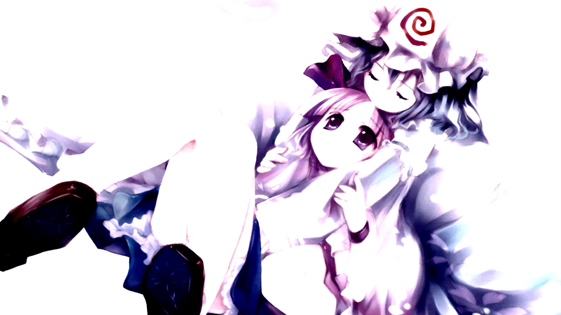 two anime girls hugging