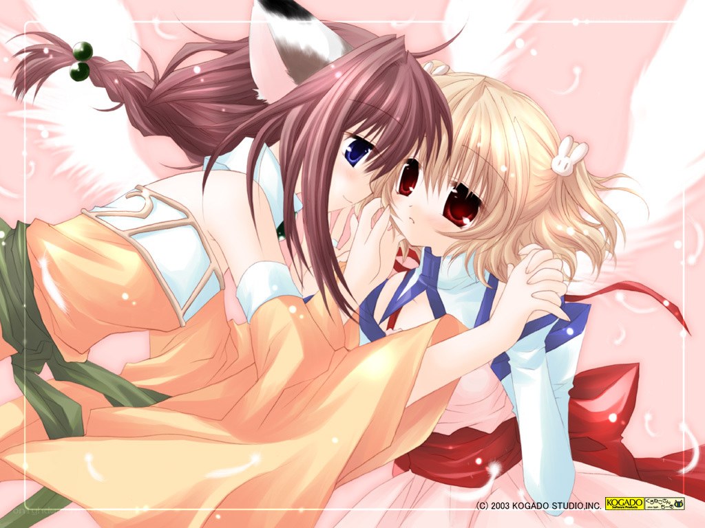 Two anime girls hugging