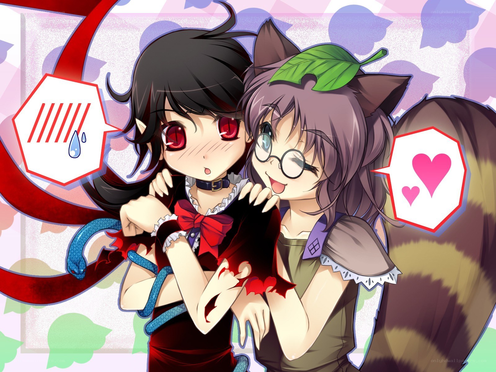 Two anime girls hugging