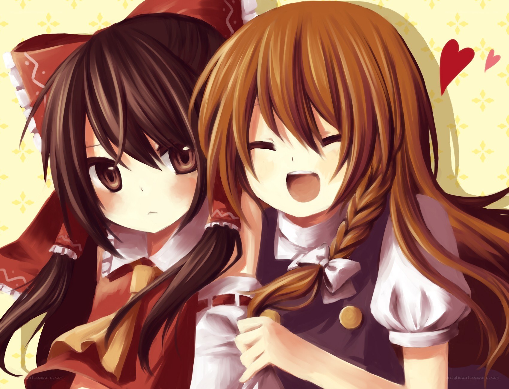 Two anime girls hugging