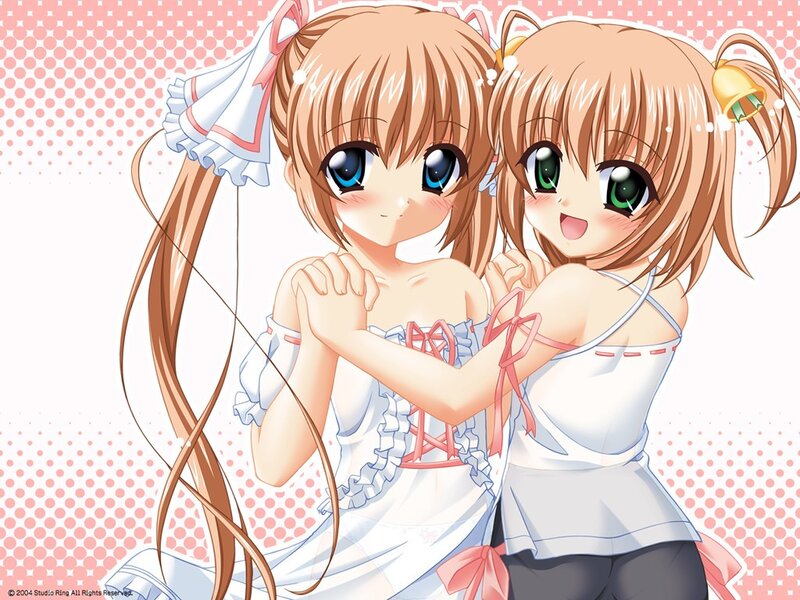 Two anime girls hugging