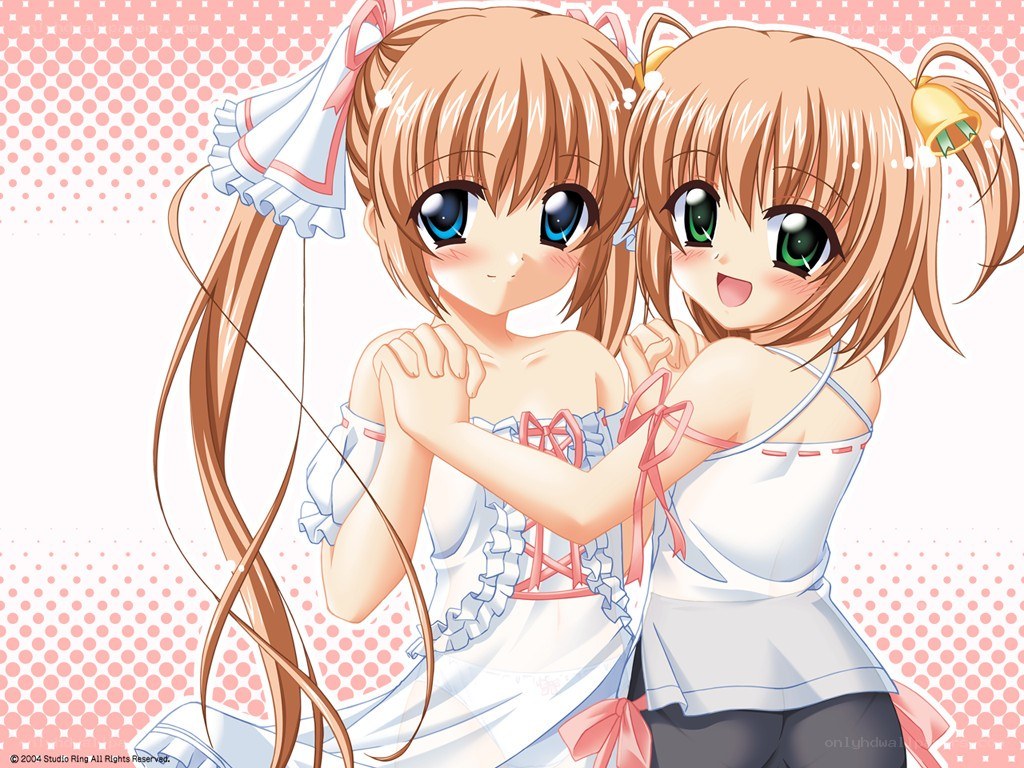 Two anime girls hugging