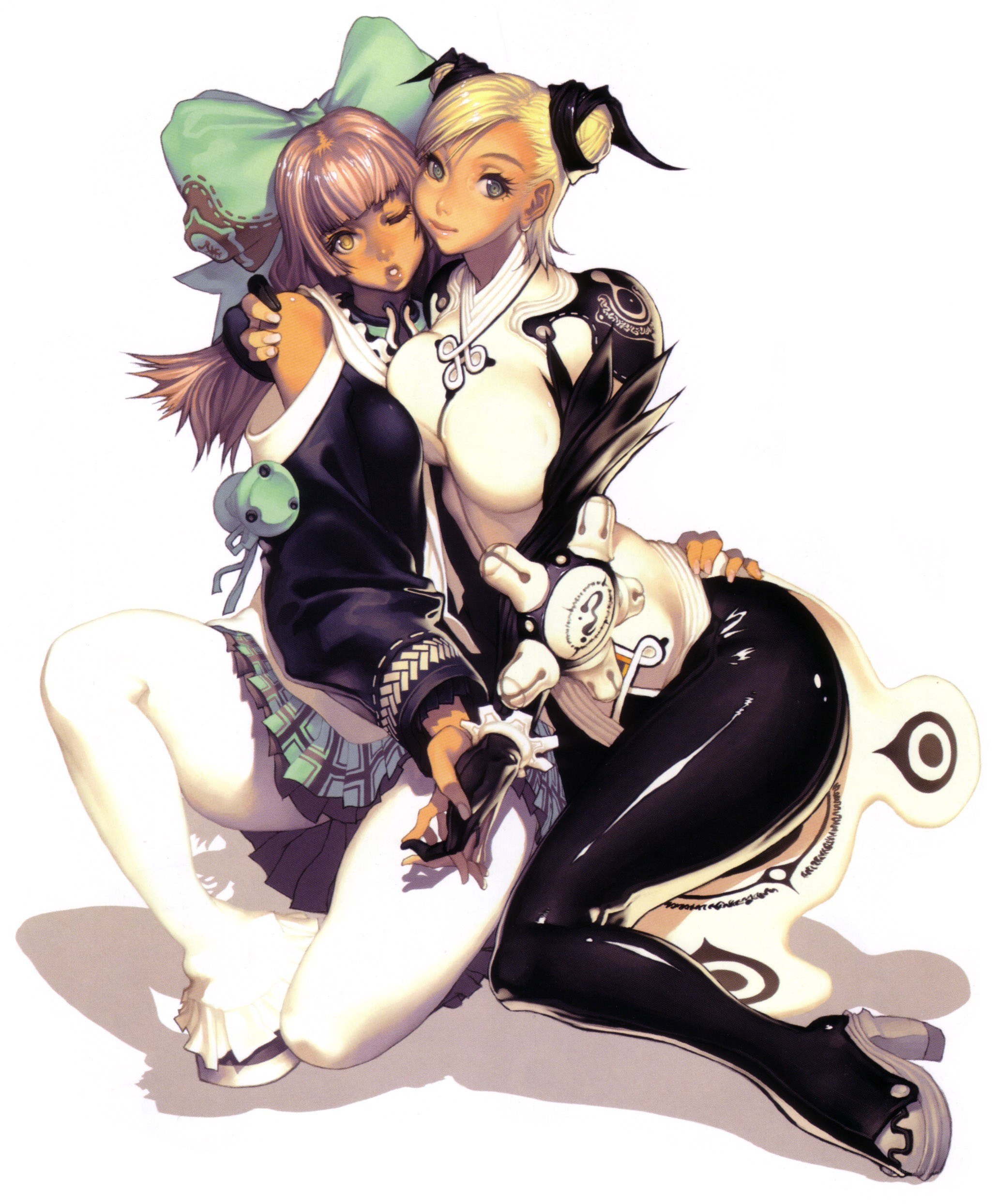 Two anime girls hugging