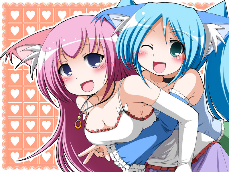 Two anime girls hugging