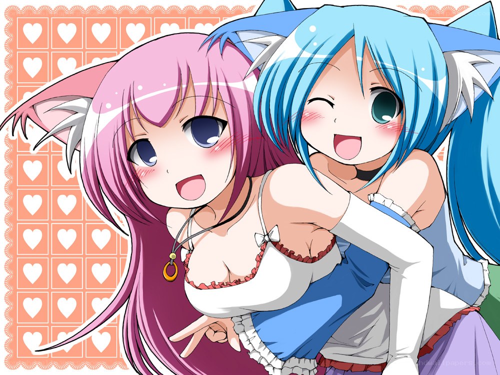 Two anime girls hugging