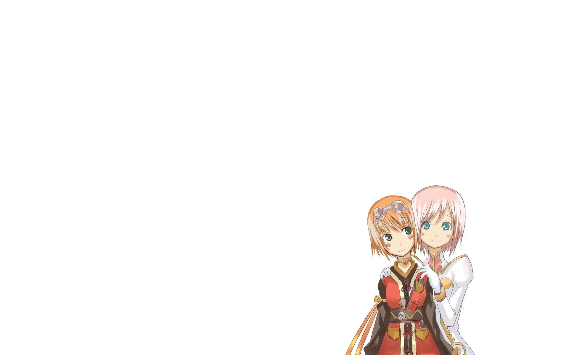 two anime girls hugging