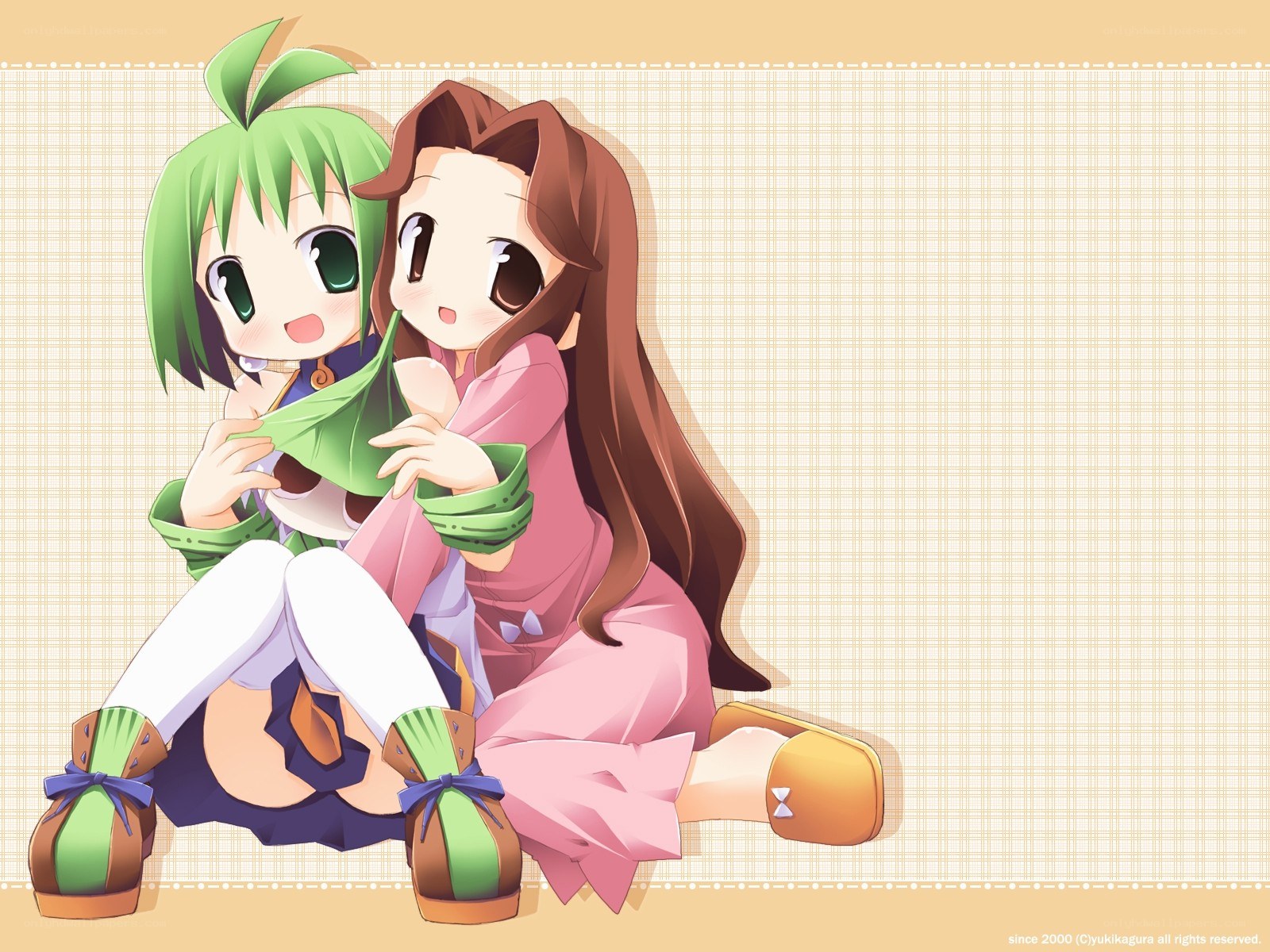 Two anime girls hugging