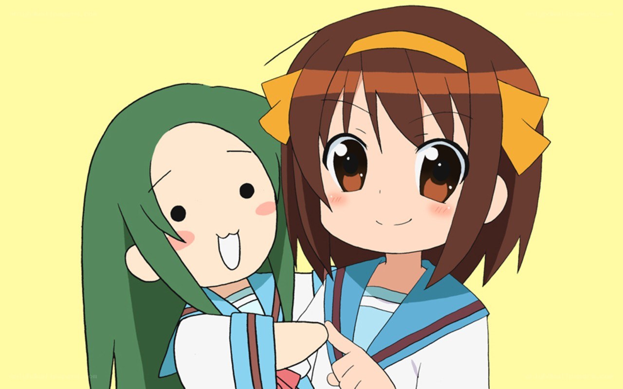 Two anime girls hugging