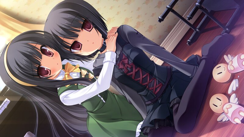 Two Anime Girls Hugging — Black, Intimate