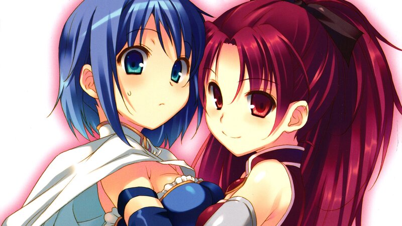 Two Anime Girls Hugging — Blue, Affectionate, Anime Art