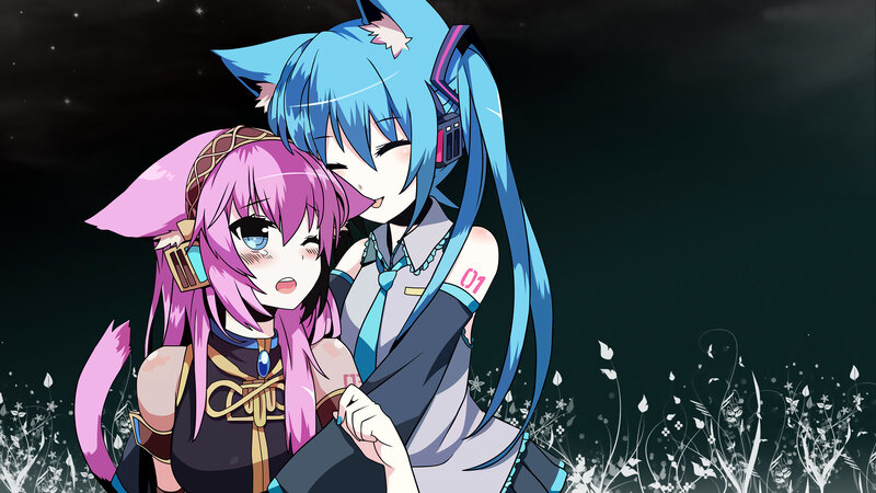 Two Anime Girls Hugging — Blue, Calm, Night