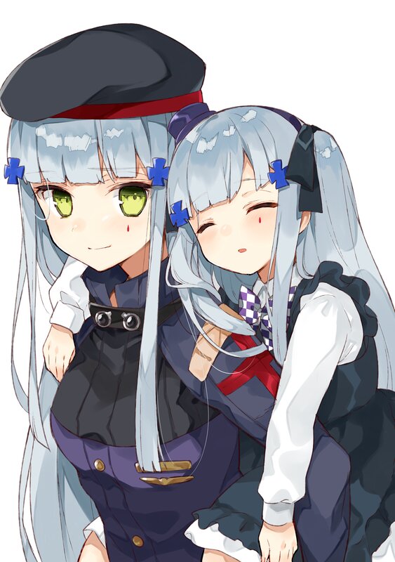 Two Anime Girls Hugging — Blue, Cute
