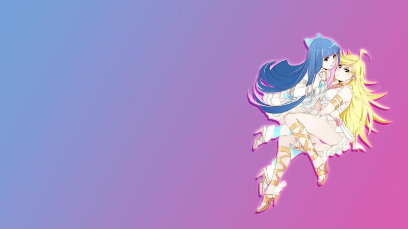 Two Anime Girls Hugging — Blue, Dreamy