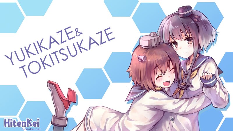 Two Anime Girls Hugging — Blue, Happy, Digital Art, Anime Characters