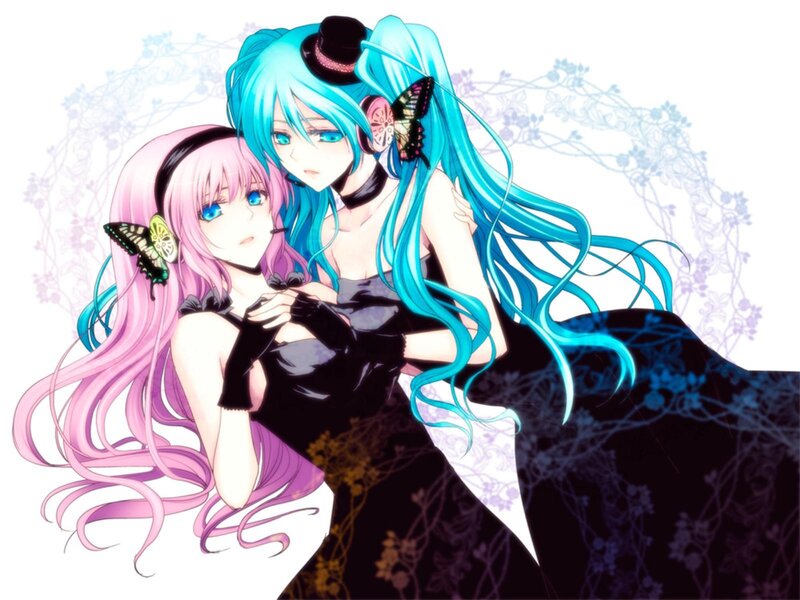 Two Anime Girls Hugging — Blue, Intimate