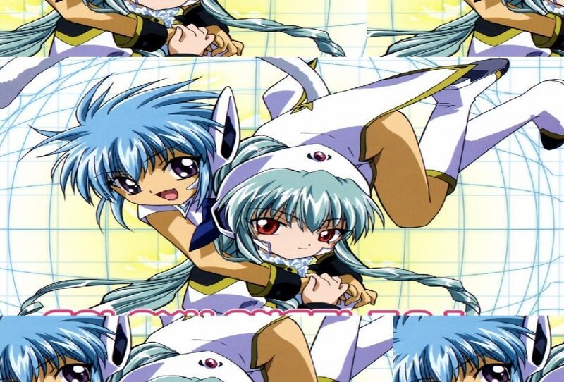 Two Anime Girls Hugging — Blue, Playful, Anime Characters