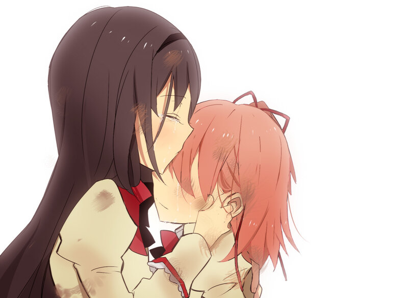 Two Anime Girls Hugging — Brown, Emotional