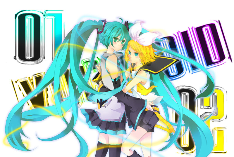 Two Anime Girls Hugging — Cyan, Energetic
