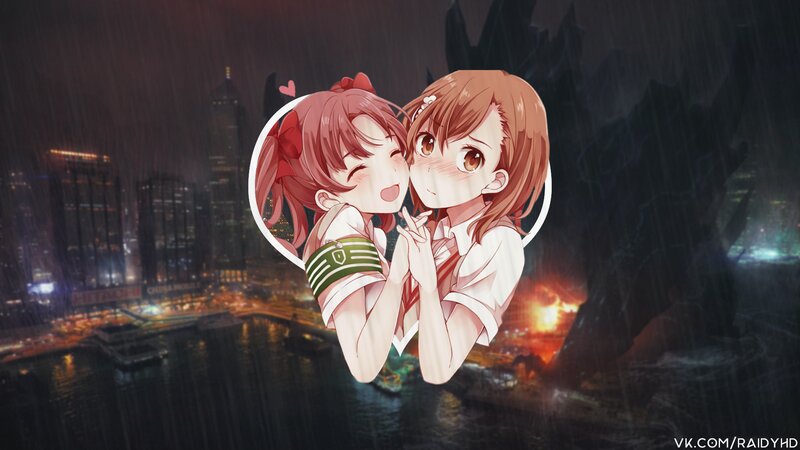Two Anime Girls Hugging — Dark