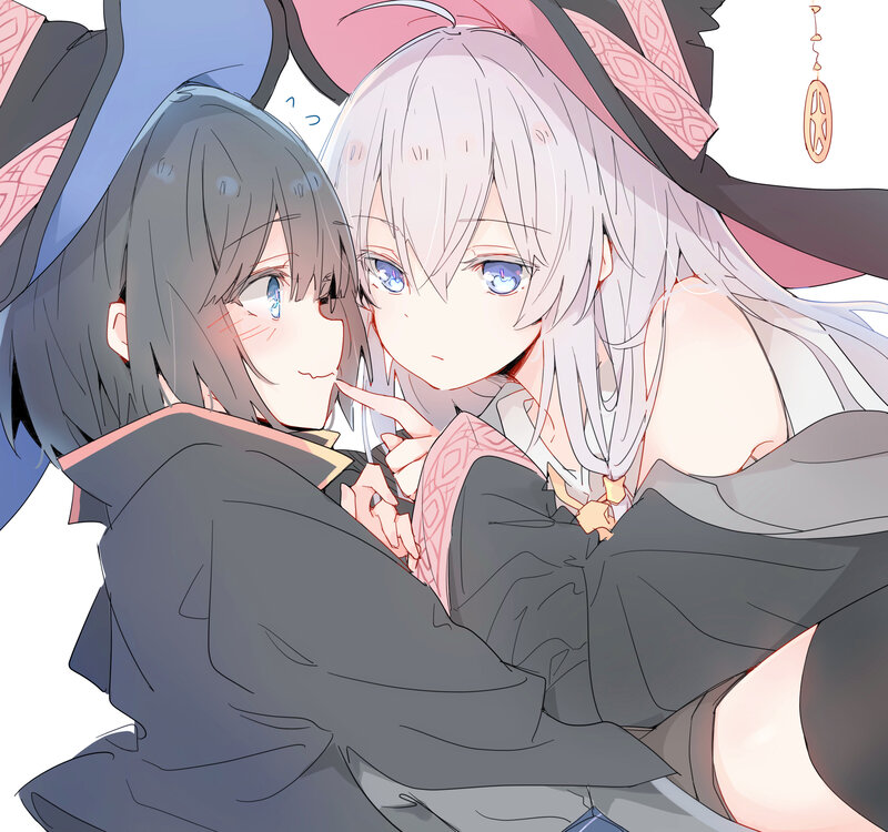 Two Anime Girls Hugging — Gray, Intimate