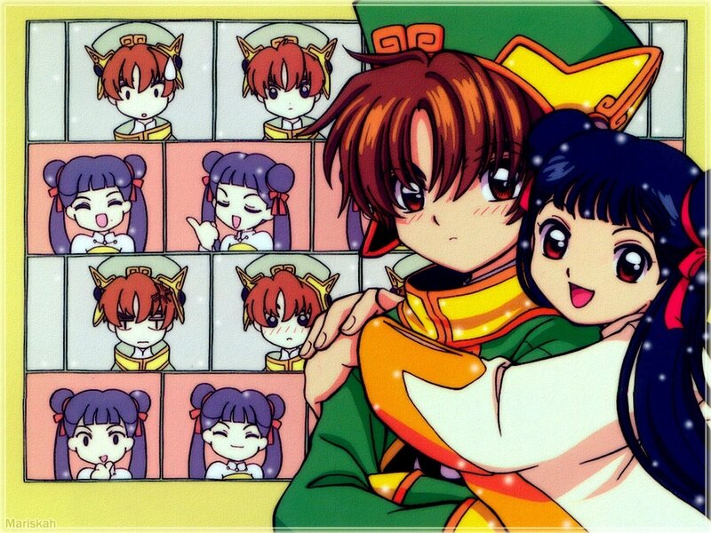 Two Anime Girls Hugging — Green, Happy, Playful