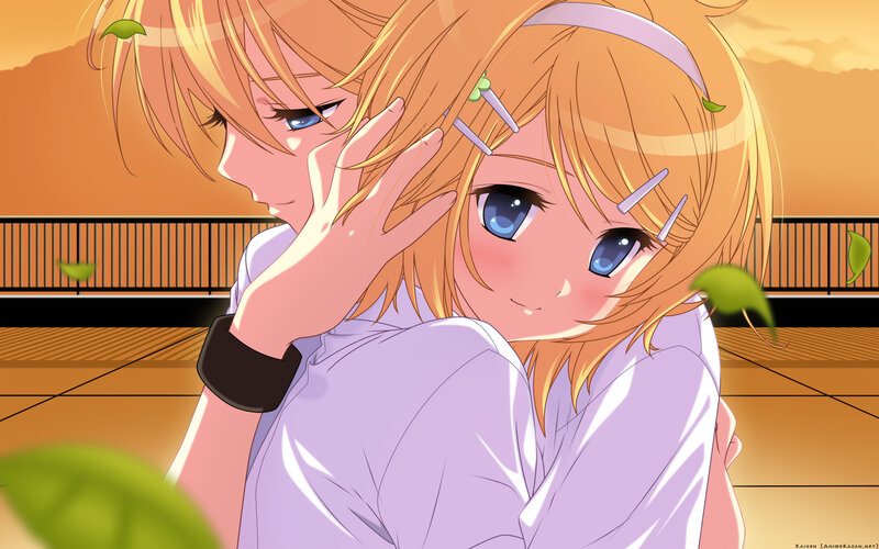 Two Anime Girls Hugging — Orange, Calm