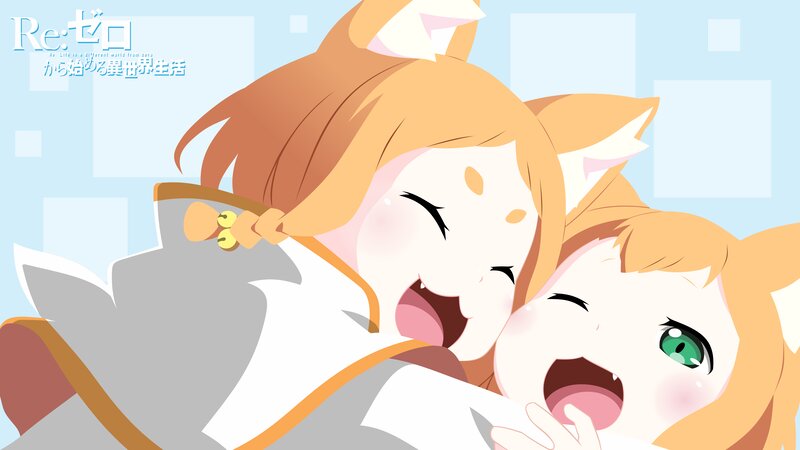 Two Anime Girls Hugging — Orange, Happy