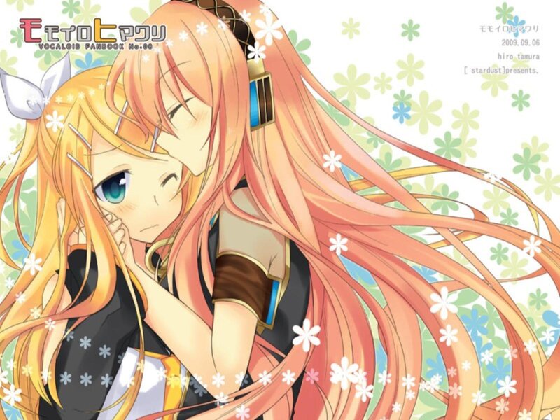 Two Anime Girls Hugging — Orange