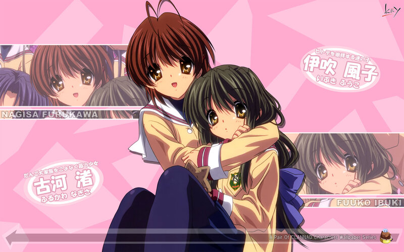 Two Anime Girls Hugging — Pink, Affectionate, School Uniforms