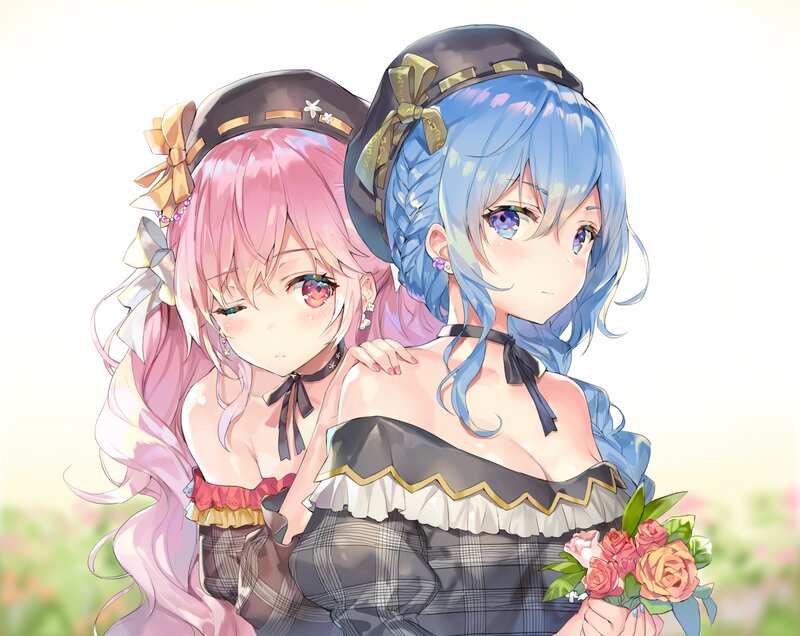 Two Anime Girls Hugging — Pink, Calm, Afternoon