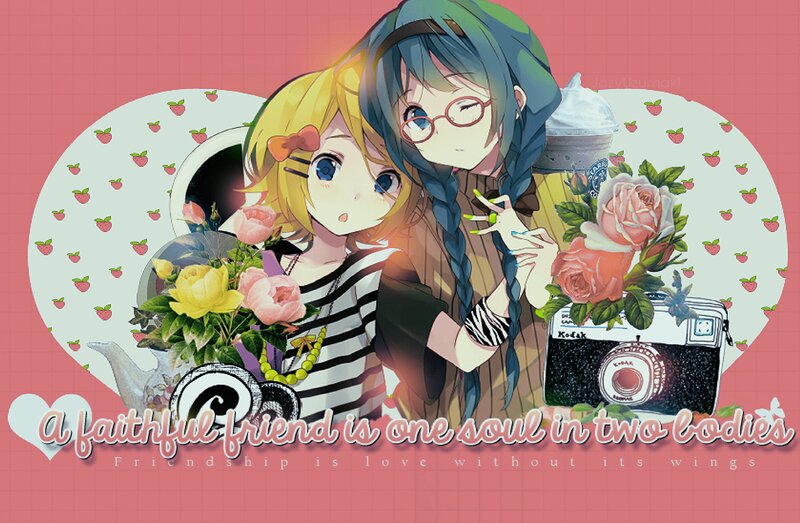 Two Anime Girls Hugging — Pink, Cheerful, Flowers