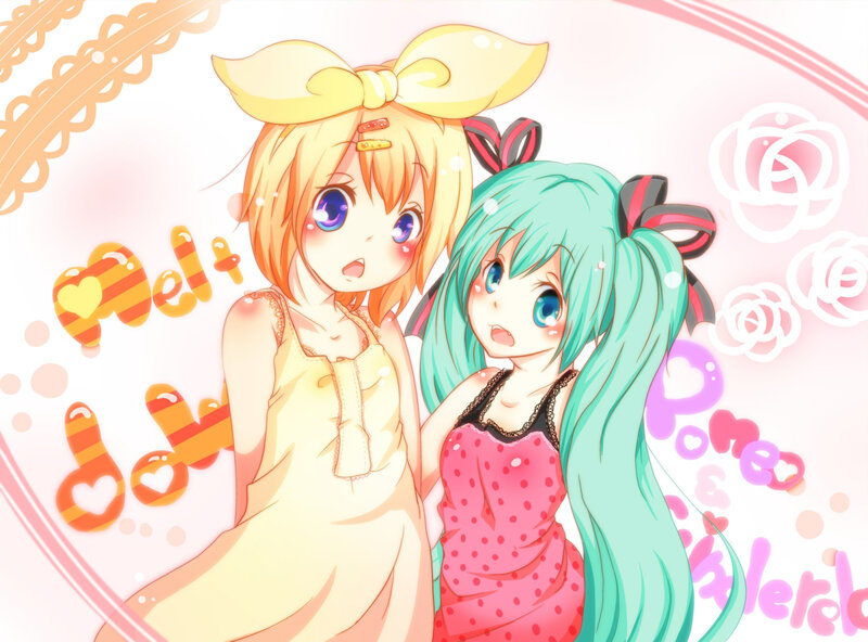 Two Anime Girls Hugging — Pink, Cute, Bows