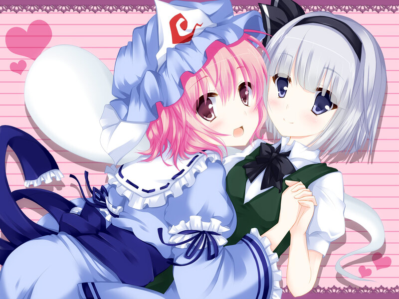 Two Anime Girls Hugging — Pink, Cute, Hearts
