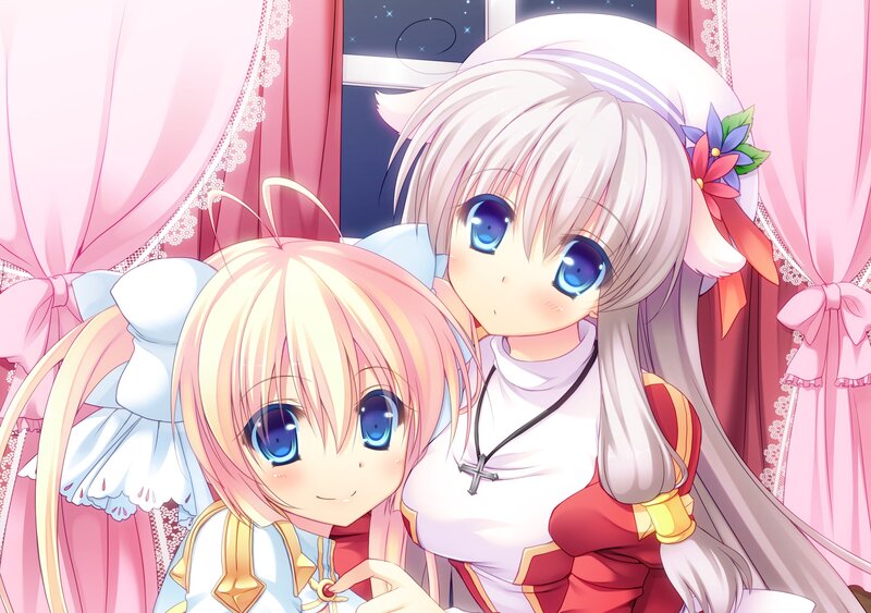 Two Anime Girls Hugging — Pink, Cute, Night